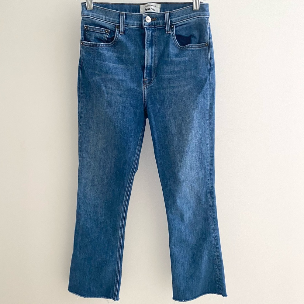 Reformation Jessie Crop Dark Blue Jeans | Size 27